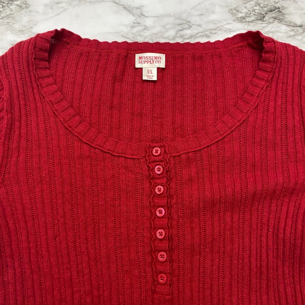 MOSSIMO SUPPLY CO Womens Sweatshirt Size L Red Long Sleeve Pullover Knit - Picture 2 of 9